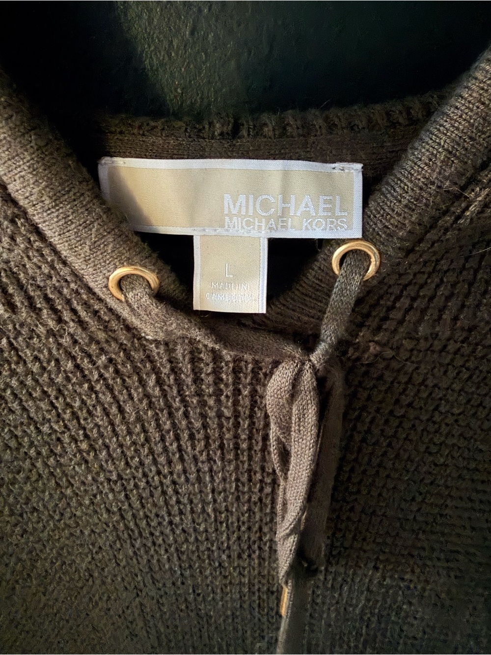 Michael Kors Men's Brown Textured Crewneck Pullover with Grommet Detail